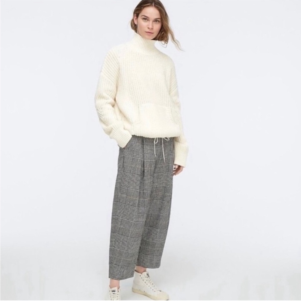 J Crew Womens Cropped Pants Black White Glen Plaid High Rise Tapered